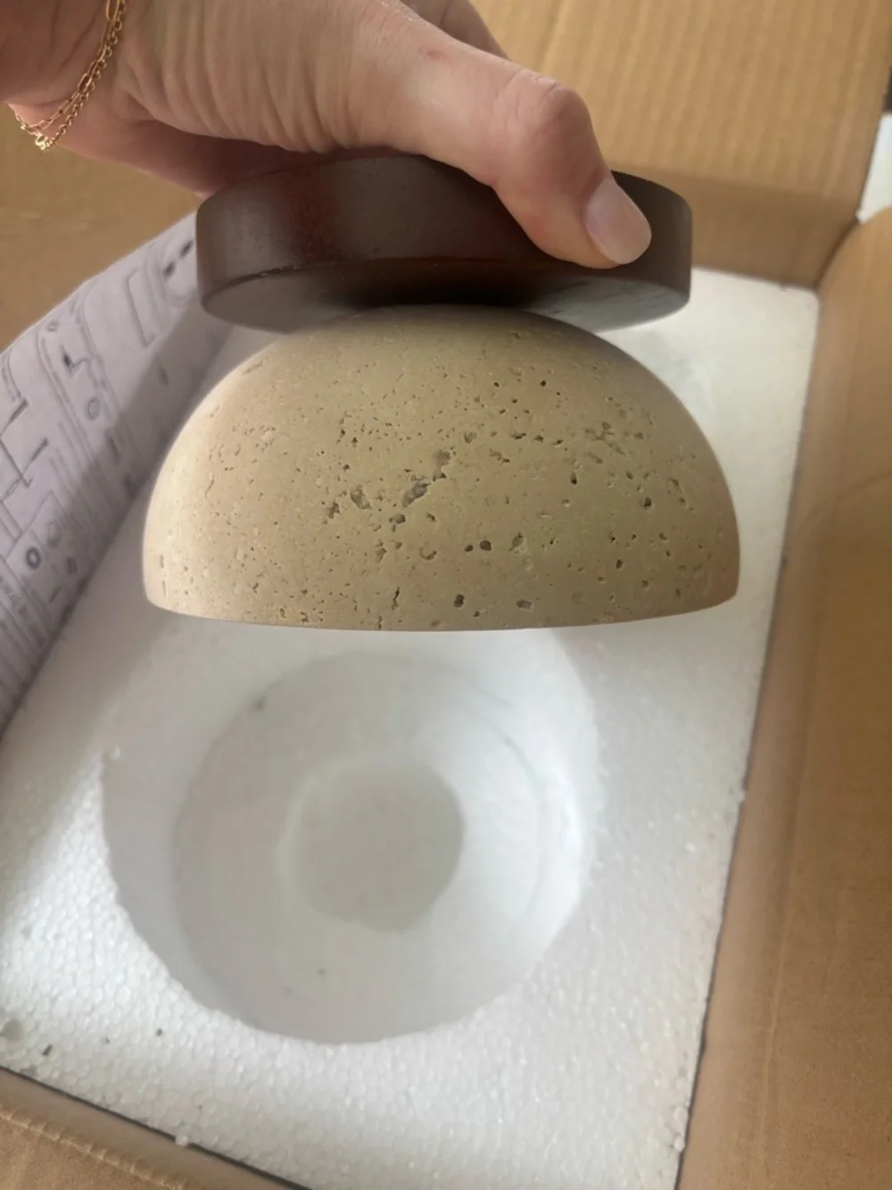 Milk Glass Travertine Ceiling Light Fixture